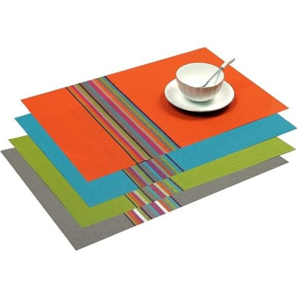 Placemats Set of 4 Colorful Woven Vinyl Place Mats for Dining Table - Picture 8 of 8